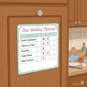 Image of a halfway completed chore chart