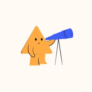 Anxiety therapist near me illustration of a character looking through a telescope, representing anxiety anticipating possible future threats.