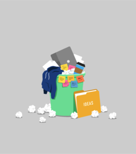 a trash can representing the compounding of household responsibilities and shared planning, illustrating Invisible Labor in Relationships and emotional labor.